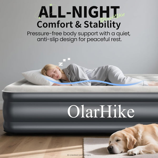 Air Mattress Queen with Built in Pump, 18" H Blow up Bed, 700Lb2