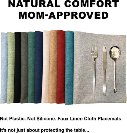 Cloth Placemats Set of 6, Cotton Linen Blend Place Mats, Navy Blue9