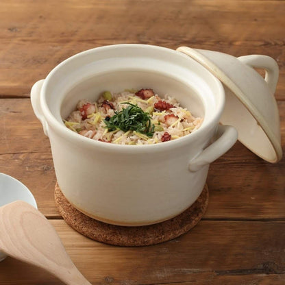 Japanese Donabe Cocer Rice Cooking Pot, 3 Go, 2200Cc, White8