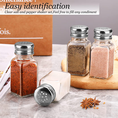 Salt and Pepper Shakers Set, Salt Shaker with Stainless Lid-Glass Spice Jars Kitchen Gadgets,Clear to Know When to Fill,Farmhouse Salt Pepper Shakers Cute Kitchen Essentials Decoration5