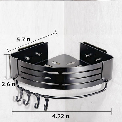 Adhesive Black Corner Shower Caddy No Drilling,2-Pack Aluminum Shower Shelf5