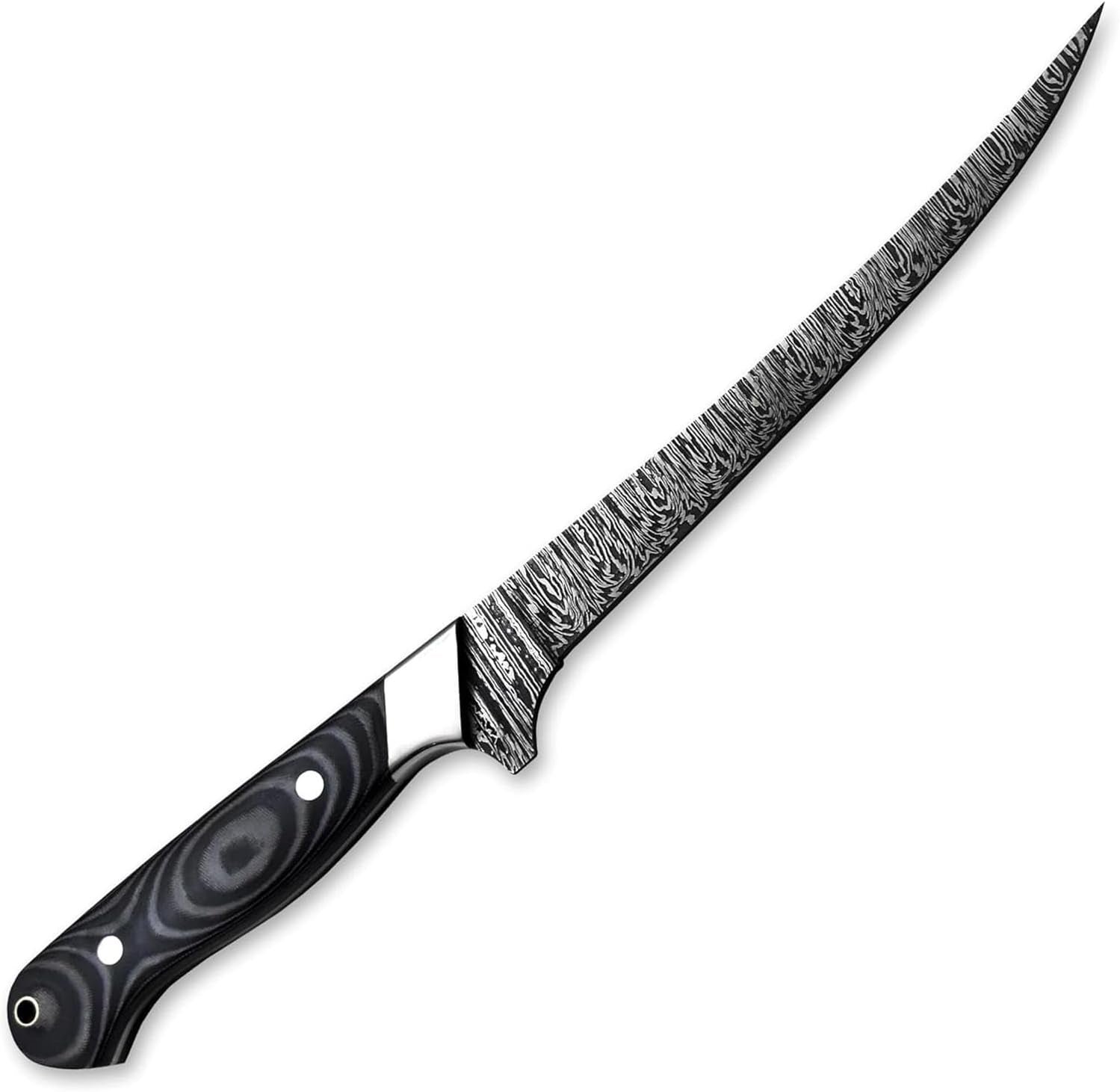 custom-hand-forged-damascus-steel-fillet-knife-fishermans-filet-g-10-micarta-handlle-leather-sheath-fixed-blade-handmade-knife-ultra-sharp-edge