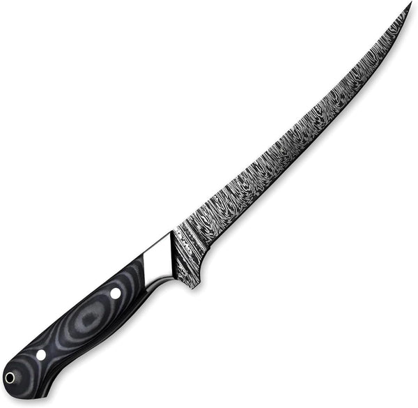 Custom Hand Forged Damascus Steel Fillet Knife Fisherman'S Filet G-10 Micarta Handlle Leather Sheath Fixed Blade Handmade Knife Ultra Sharp Edge3