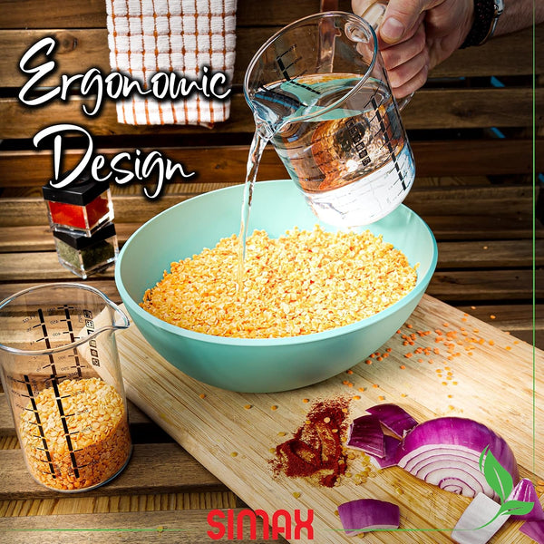 Glass Measuring Cup, Durable Borosilicate Glass, Pack of 2 Includes 32 Oz and 16 Oz Easy to Read Metric Measurements in Liter, Milliliter, Ounce, Sugar Grams, Drip Free Spout, Microwave Safe6