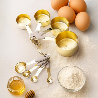 Gold Measuring Cups and Spoons Set, 8-Piece8