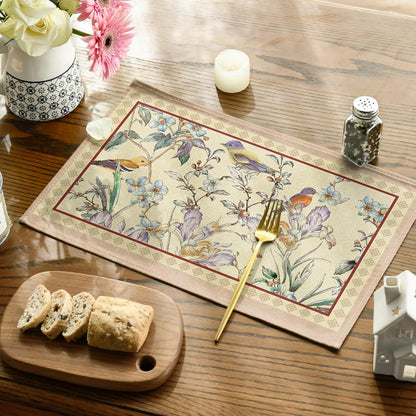 Birds Flowers Blossom Placemats Set of 4, 12X18 Inch Seasonal Spring Summer Table Mats Party Kitchen Dining Decoration4