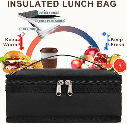 Small Insulated Lunch Box Portable Soft Bag Mini Cooler Thermal Meal Tote Kit with Handle for Work & School, Black3