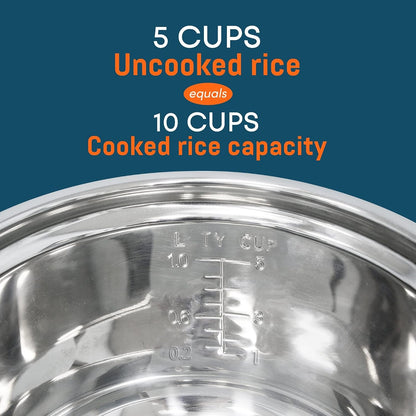 ERC-2010 Rice Cooker, Stainless Steel, White, 10 Cups Cooked | Keep Warm - Also Makes Soups, Stews, Grains and Cereals for Versatile Everyday Family Cooking7