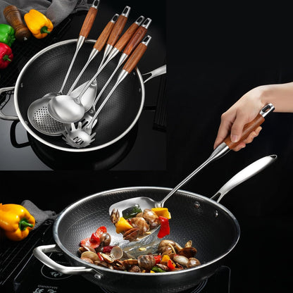 Stainless Steel Kitchen Utensils Set for Cooking Wooden Handle 9Pcs8