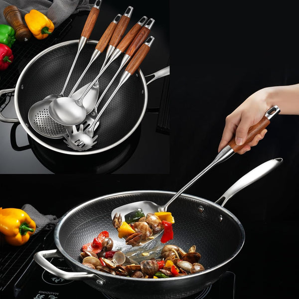 Stainless Steel Kitchen Utensils Set for Cooking Wooden Handle 9Pcs8