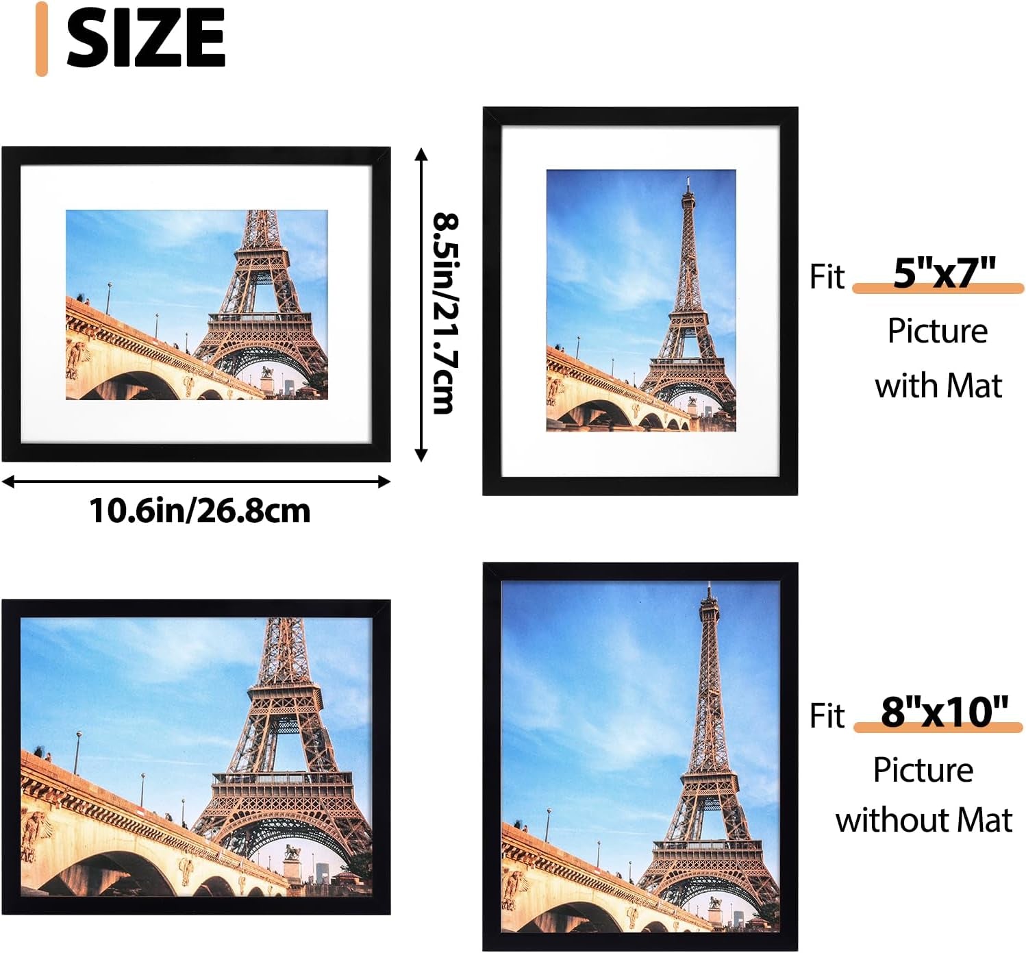 8x10-picture-frame-set-of-12-with-plastic-cover-pvc-black