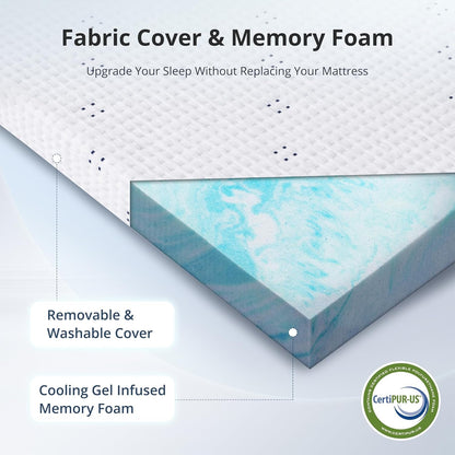 3 Inch Gel Infused Memory Foam Mattress Topper Queen Size, White2