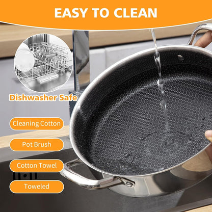 Stainless Steel 7QT Saute Pan 14 Inch Deep Frying Pan with Lid Nonstick,Hybird Induction Cooking Pan,Pfoa Free Cookware,Large Skillets6