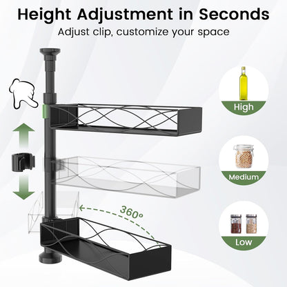 Spice Rack Organizer Tension Pole, 4-Tier Adjustable Spice Organizer5