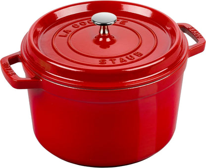 Staub Cast Iron Dutch Oven 5-Qt Tall Cocotte, Made in France, Serves 5-6, Cherry1