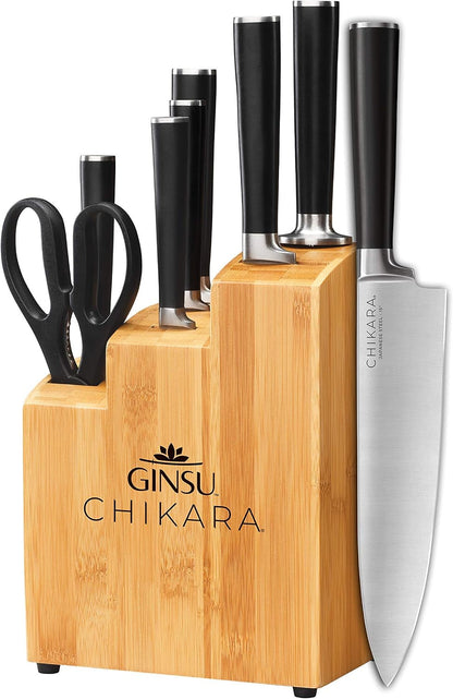Chikara Series Forged 8-Piece Japanese Knife Set, Black - Premium Cutlery Set with 420J Stainless Steel Kitchen Knives and Bamboo Block1