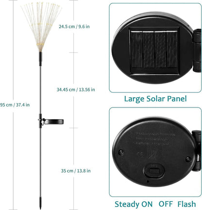 Solar Firework Lights, 2 Pack 180 Leds 2 Lighting Modes Solar Lights Outdoor Waterproof for Garden Patio Walkway Pathway Party Wedding Christmas Decorative - Warm White2