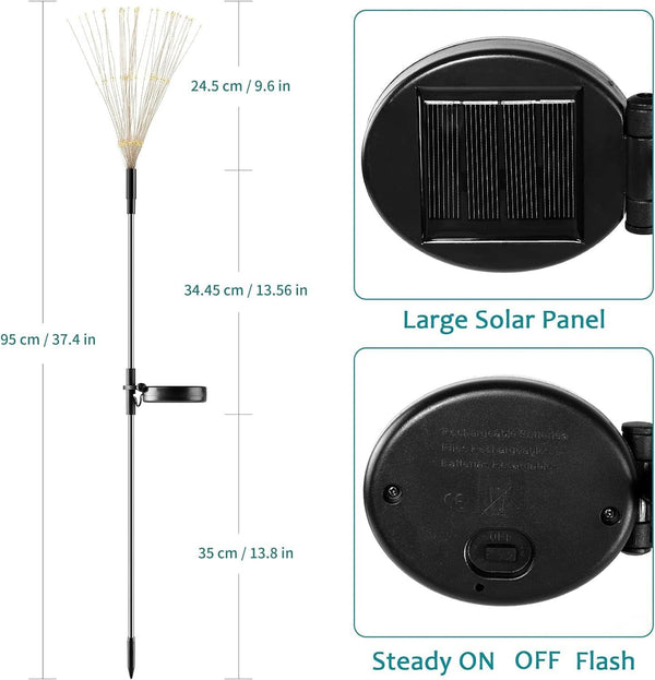 Solar Firework Lights, 2 Pack 120 Leds 2 Lighting Modes Solar Garden Lights Outdoor Waterproof for Yard Patio Walkway Pathway Party Wedding Christmas Decorative - Blue6