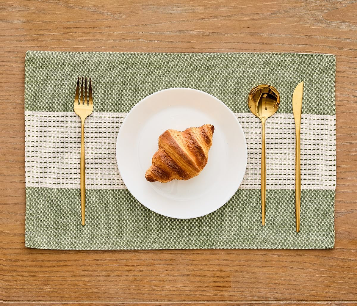 linen-placemats-12-x-18-inch-set-of-4-placemats-farmhouse-macrame-place-mats-for-kitchen-table-and-heat-resistant-hemstitch-sage-green-4pcs