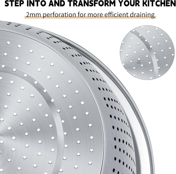 Colander Stainless Steel 3-Quart with Bowls,Strainer for Kitchen(2Pc)2