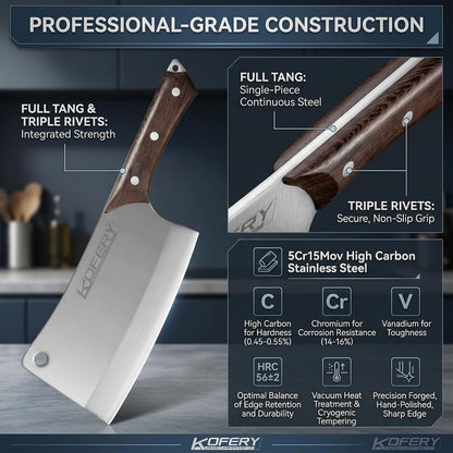 7" Heavy Duty Meat Cleaver for Bone Cutting & Commercial Use4