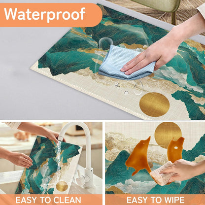 Abstract Mountains Placemats Set of 6,Sunset Washable Kitchen Dining Linen Table Mats for Home Party Dinner Indoor Outdoor 12X18Inch5