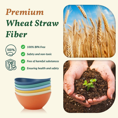 60Oz Wheat Straw Bowls Set of 6 Salad Bowls Large Popcorn Bowl Unbreakable Serving Bowls Microwave & Dishwasher Safe Bowl Set Centerpiece Bowls for Kitchen, Party, Decor, Camping (Multi)3