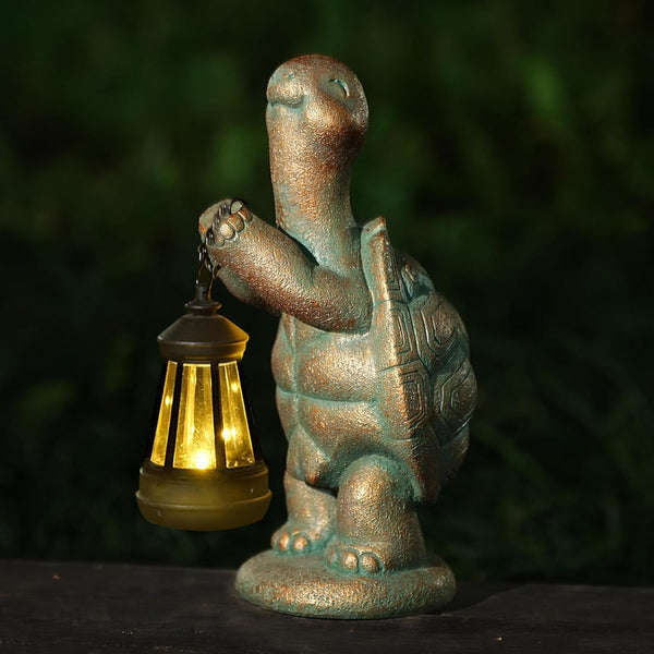 Turtle Solar Outdoor Garden Statue, Resin Statue with Solar Light Lantern1