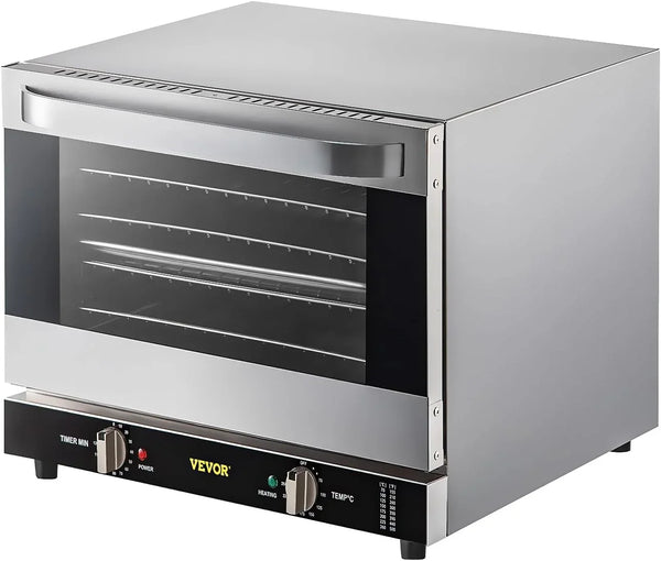 Commercial Convection Oven, 66L/60Qt, Half-Size Conventional Oven Countertop, 1800W 4-Tier Toaster W/Front Glass Door, W/Trays Wire Racks Clip Gloves, 120V | 60Qt, 1800W, 4-Tier Toaster,Front Glass Door, Electric Baking Oven with Tray & Wire Racks Included, for Bakery, 120V, 5-15P9