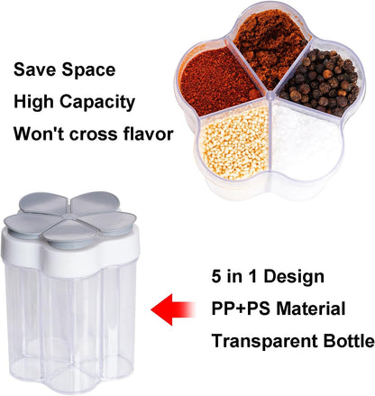 5 in 1 Salt and Pepper Shaker Travel Container Camping Seasoning Shaker3