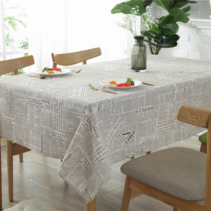 Newspaper Tablecloth with 55 X 86.6 Inch, Cotton Linen Newspaper Printed Tablecover, Rectangle Washable Morden Style Newspaper Table Cover for Dinner, Party, Picnic, Home Decor-Coffee3