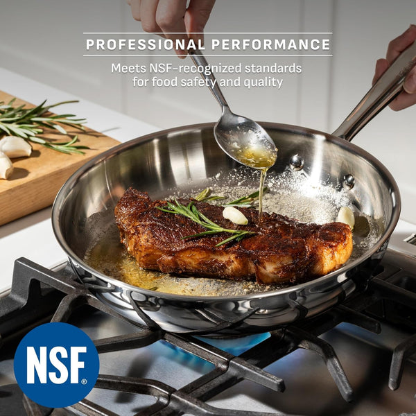Pro Tri-Ply Stainless Steel 10-Piece Induction Cookware Set | Nsf-Certified, Oven Safe to 500°F, Glass Lids to 350°F, Measuring Marks Inside, All Cooktops Including Induction5
