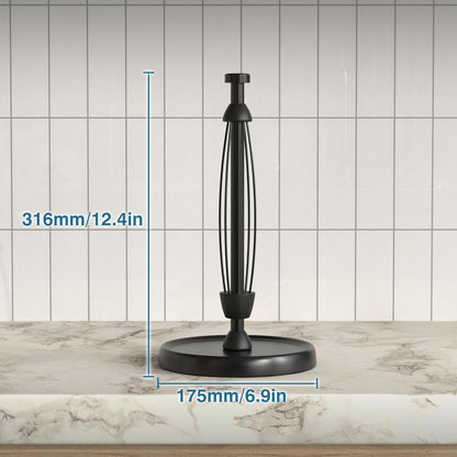 Paper Towel Holder Countertop, One-Handed Tear, Stainless Steel, Weighted Base, Black, Paper Towel Roll Holder Stand with Ratchet Mechanism for Kitchen Bathroom Farmhouse Essentials Decor Accessories6