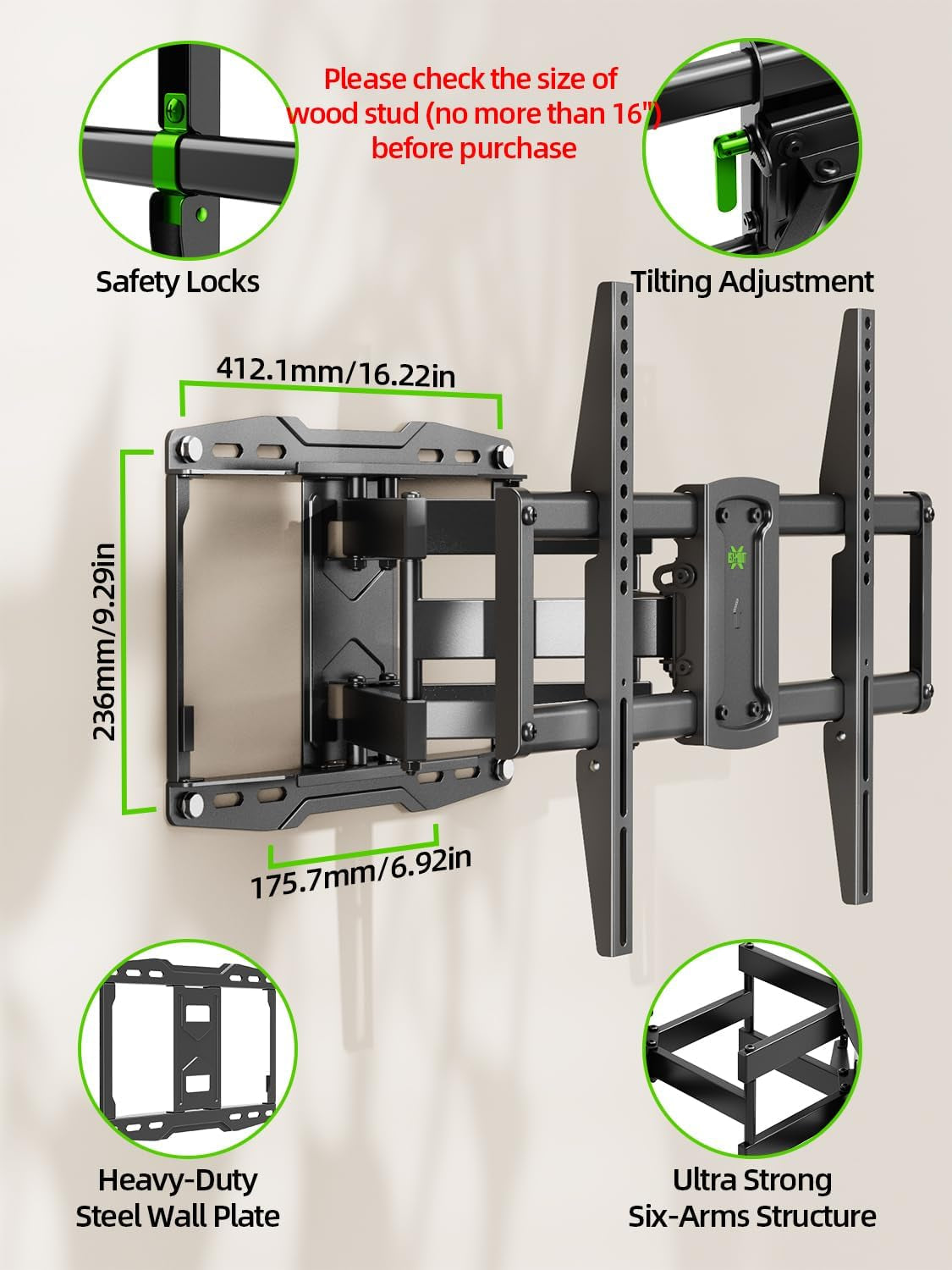 full-motion-tv-wall-mount-for-42-55-65-75-85-86-inch-tv-mount-swivel-and-tilt-wall-mount-bracket-with-dual-articulating-arms-up-to-132lbs-vesa-600x400mm-max-16-wood-studs-xml019
