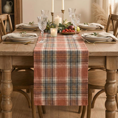 Rust Farmhouse Plaid Fall Table Runner 13X72 Inch | Holiday Kitchen Dining Table Decoration for Home Party Decor, Autumn Thanksgiving Rustic Check2