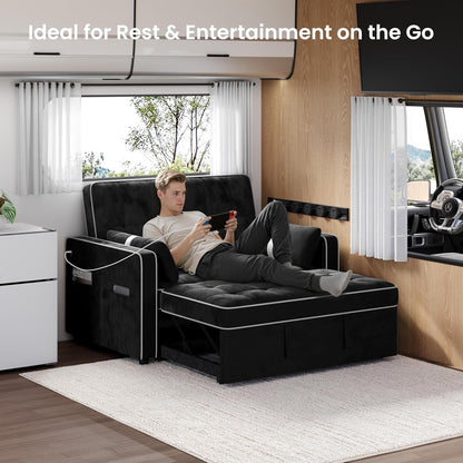 3 in 1 Sofa Bed Convertible Sleeper Sofa with USB Ports, Black9