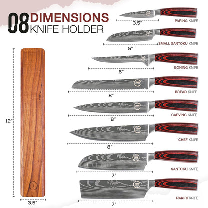 8 PC Chef Knives - High Carbon Stainless Steel Knives with Pakkawood Handles - Magnetic Strip Holder Included - Japanese Knife Set - Home & Professional Chef'S Knife Set2