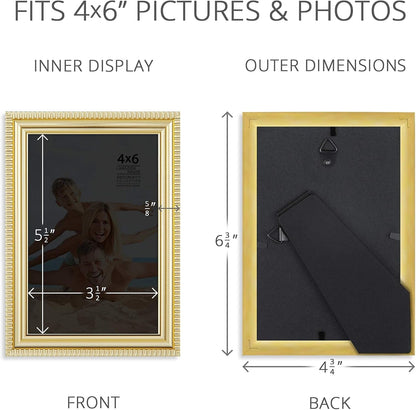 4X6 Picture Frames (Gold, 6 Pack), Contemporary Frame Set, Wall Mount or Table Top, Prosperity Collection3