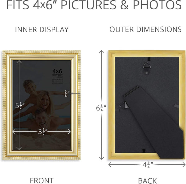 4X6 Picture Frames (Gold, 6 Pack), Contemporary Frame Set, Wall Mount or Table Top, Prosperity Collection3