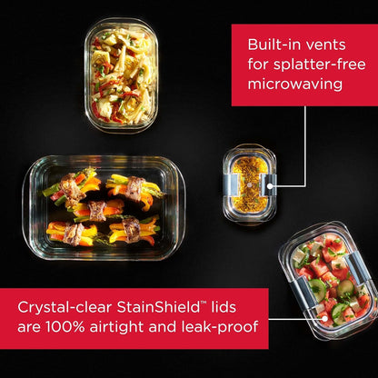 Rubbermaid Brilliance Glass Food Storage Containers, Assorted Sizes, Set of 9, Bpa-Free, Leak-Proof, Clear5
