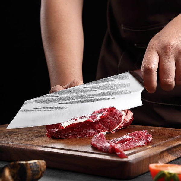 Cleaver Knife,Meat Cleaver 7 Inch Meat Cleaver Hand-Forged Kitchen Chef Slicing Knife Wooden Handle Stainless Steel Butcher Fish Knife Cooking Tools6
