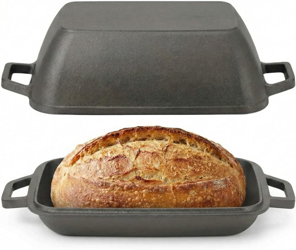 Oval Cast Iron Dutch Oven for Bread Baking 12X8 Inch Pre-Seasoned Bread Pan with Lid 6QT Cast Iron Bread Dutch Oven for Sourdough1