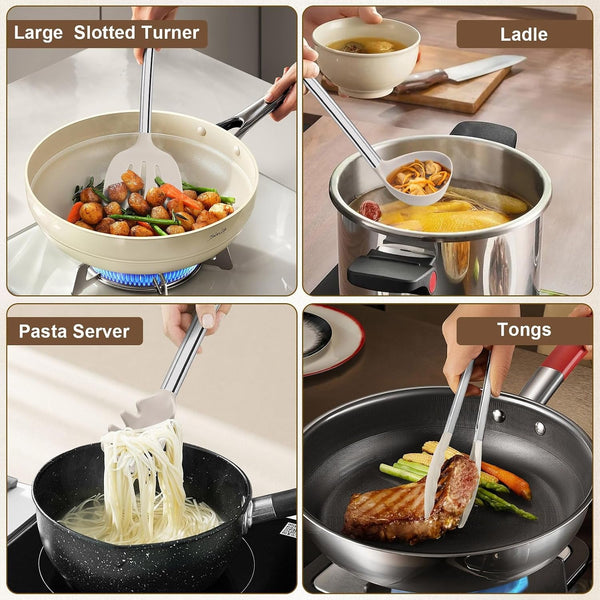 Kitchen Utensil Set, Silicone Utensils Dishwasher Safe, 8PCS, Khaki6