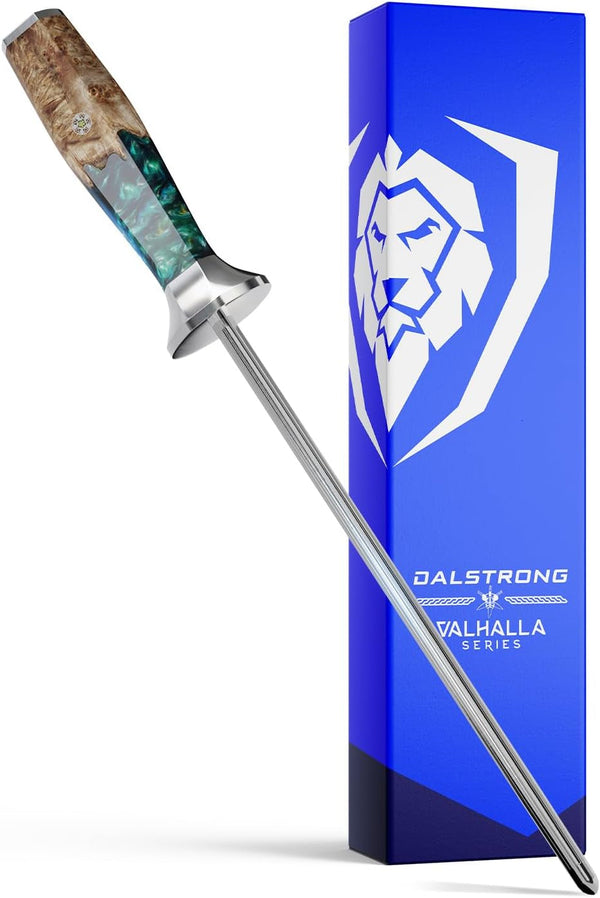 10" Honing Rod — SUS430 Stainless Steel — for Daily Edge Realignment on Japanese & German Knives — Celestial Resin & Wood Handle, Individually Poured, Valhalla, Customer Support1
