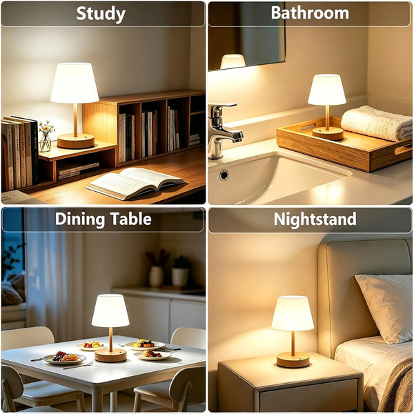 Cordless Table Lamp, Waterproof Shower Lamp -Wood Tone Set of 25