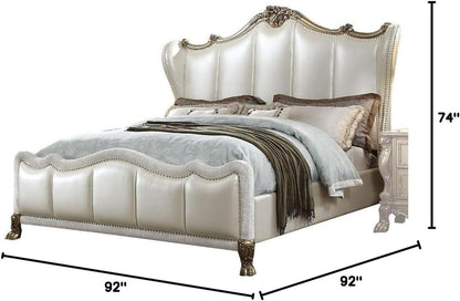 Dresden II Eastern King Bed in PU & Gold Patina3