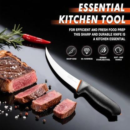 6 Inch Curved Boning Knife - Butcher Knife with Non-Slip Softgrip6