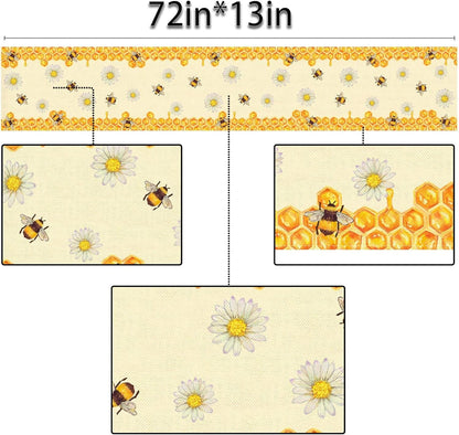 Linen Bee Daisy Table Runner Rustic Home Farmhouse Table Cover Boy Girl Bithday Party Indoor Outdoor Decoration Home Kitchen Dining Room Decor (13" X 72")5