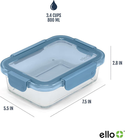 Color Lock 3.4 Cup Glass Meal Prep Containers & Lids, 5 Pack, Desert4