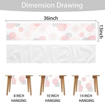 Dahlia Flower Table Runner 13X71 Inch Farmhouse Pink Gray Runners Modern Table Decorations Rustic Geometric Coffee Table Runner for Home Kitchen Dining Room Party (13"X71", Dahlia Floral-Pink)6